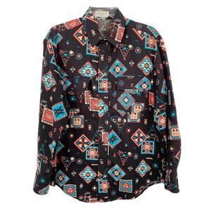 Black Geometric Button Down Shirt